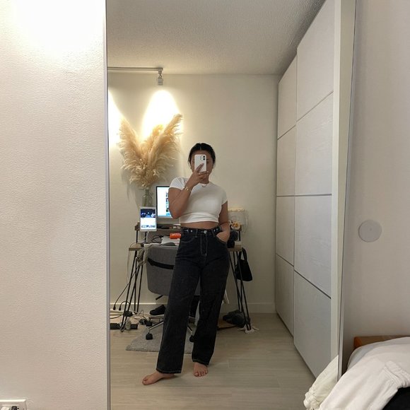 Yes Style Black Denim White Contrast Stitch - Picture 2 of 5